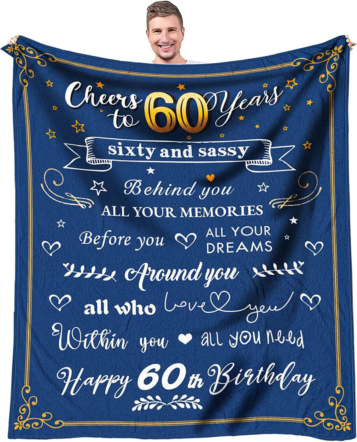 60th Birthday Gift for Men Blanket - Happy 60 Birthday Gifts for Dad or Husband - 1962 Mens Birthday Gift Ideas - Gifts for 60 Year Old Man - Cozy & Soft